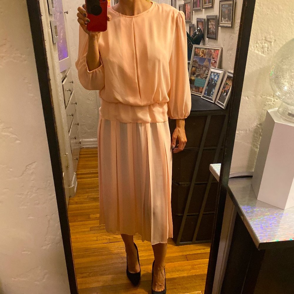 Jamie Vintage pink dress w/shoulder pads. Sz 10